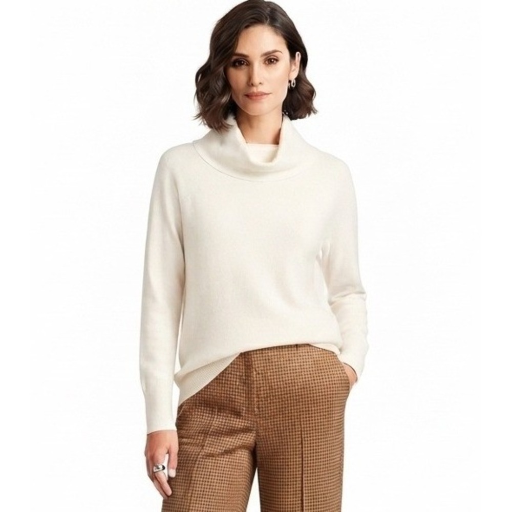 NWT Raya by Cyrus Cowl Neck Sweater Women Size L Cream C702245F Cottagecore Cozy
